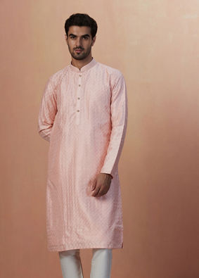 Light Pink Sequins Kurta Pajama image number 1